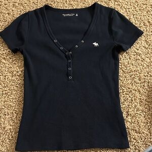 Abercrombie & Fitch Women's Dark Blue Short Sleeve Tee